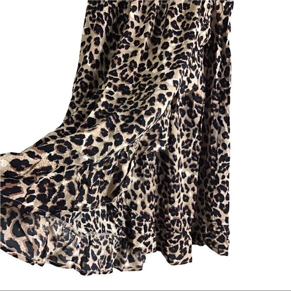 THML Leopard Print Asymmetrical Ruffle Midi Length Skirt - Picture 6 of 12